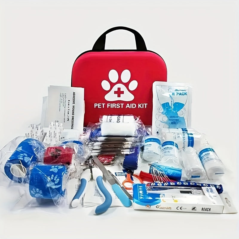 91pcs Portable Pet First Aid Kit for Dogs and Cats Ideal for Hiking Camping and Travel