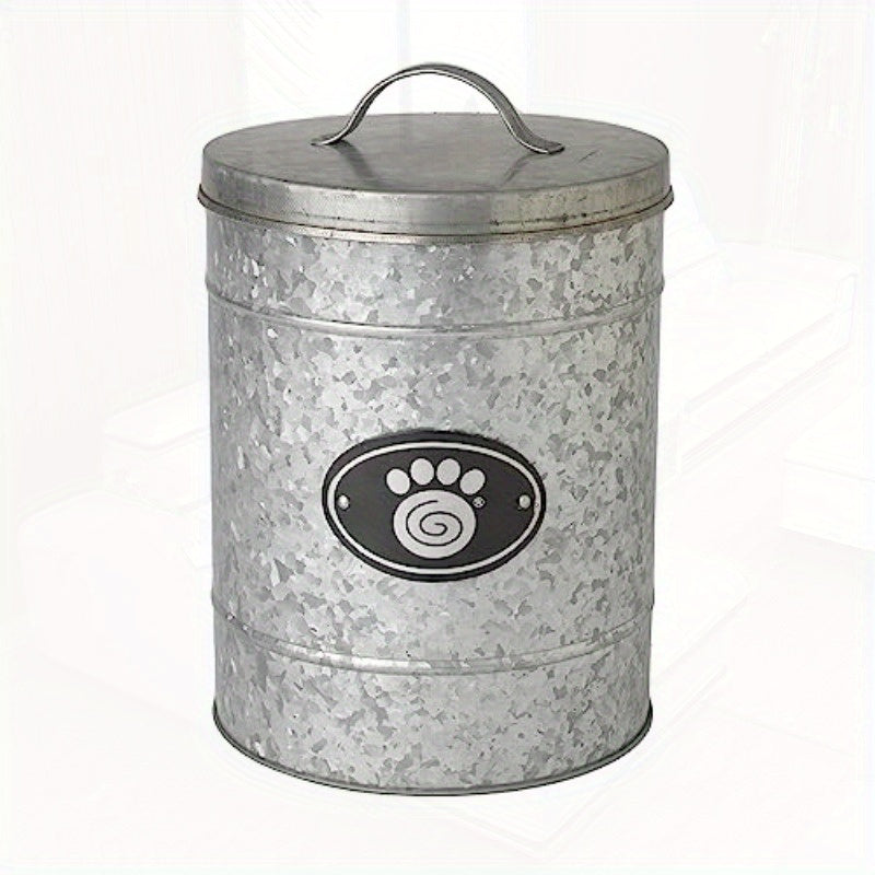 Galvanized Stainless Pet Food Canister With Swirl Paw