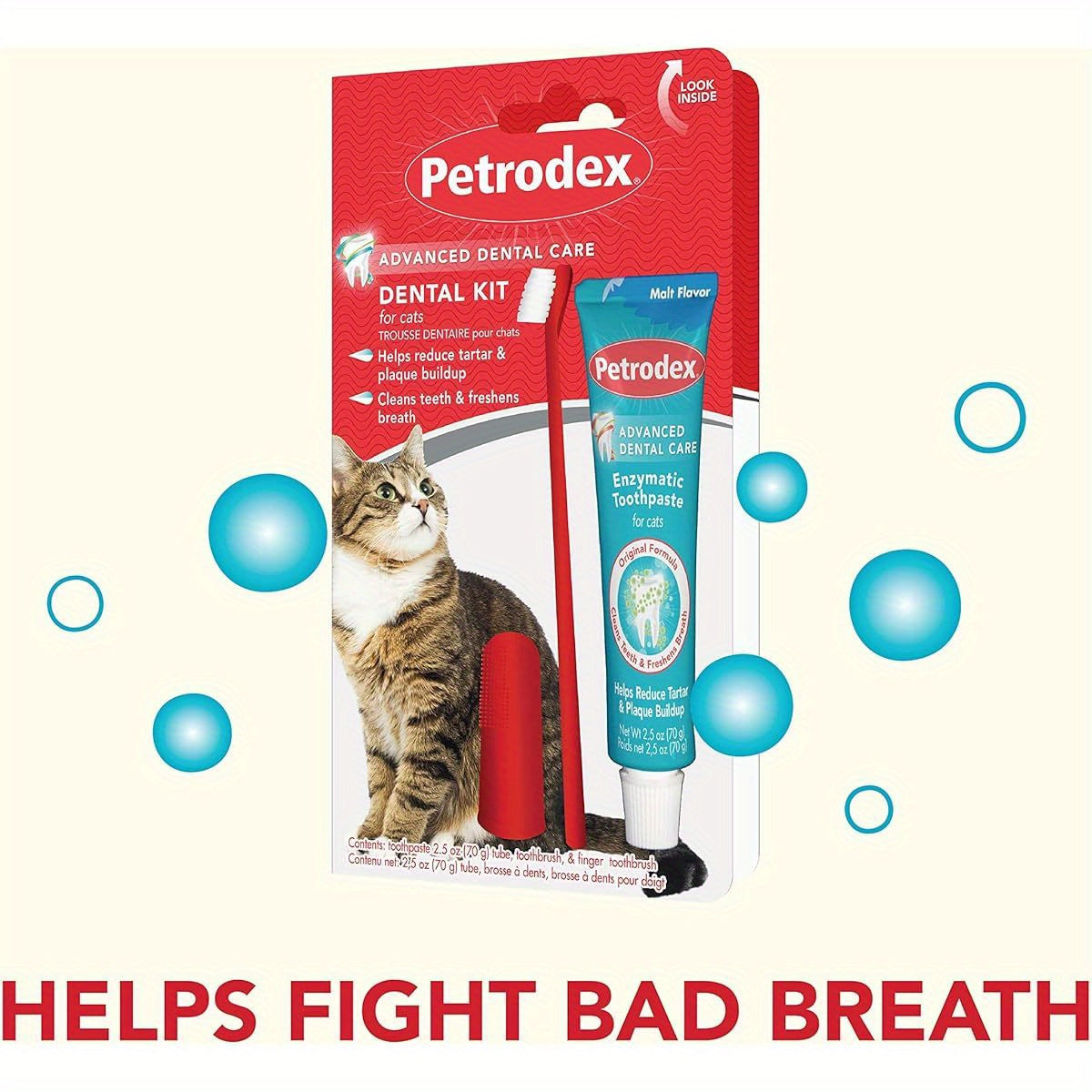 Dental Care Kit for Cats with Toothbrush and Malt Toothpaste for Fresh Breath and Healthy Teeth