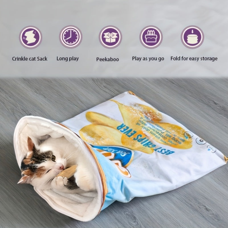 Pet Fueled Foldable Cat Tunnel Toy With Plush Fleece