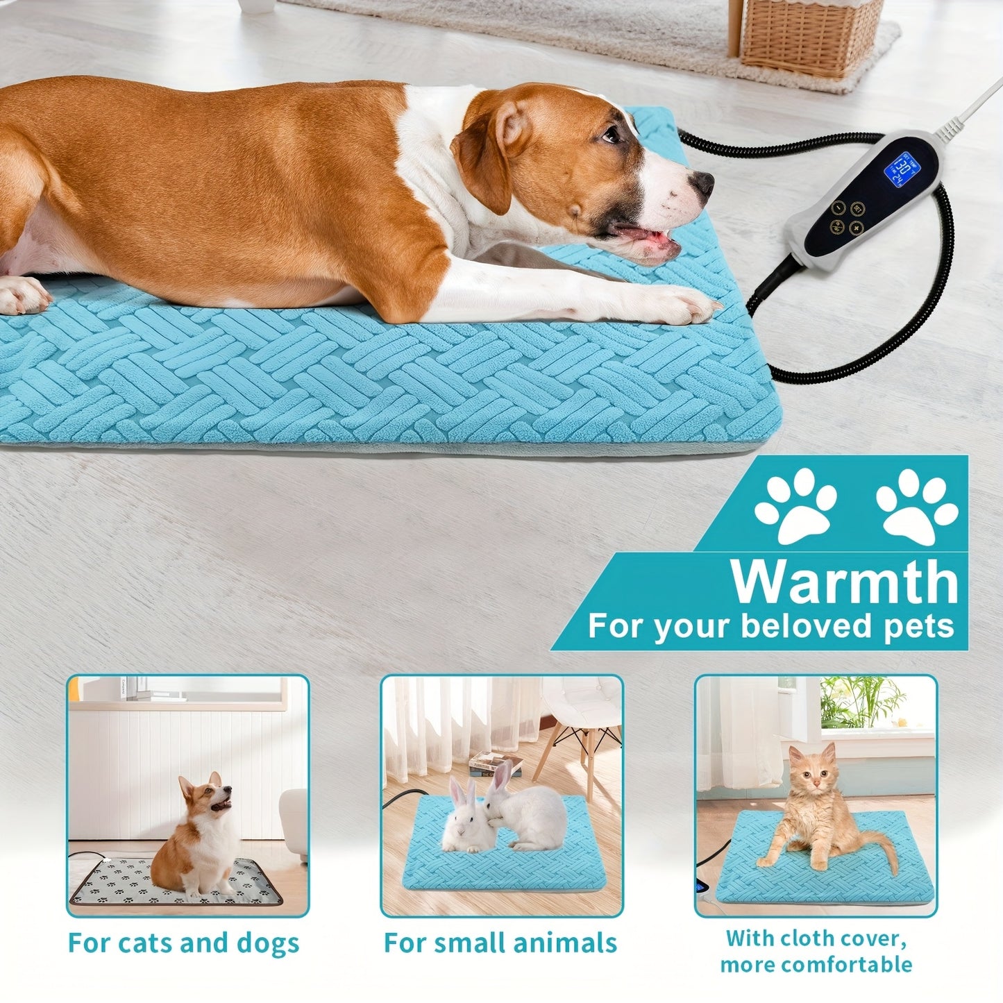 Pet Heating Pad with Smart Thermostat for Cats and Dogs Comfort Recovery Whelping Supplies