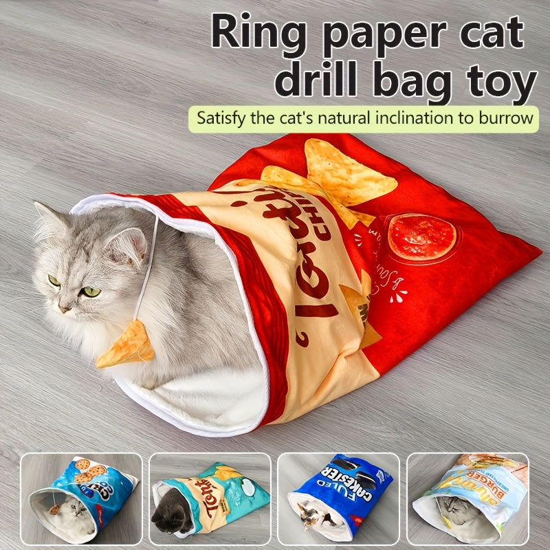 Pet Fueled Foldable Cat Tunnel Toy With Plush Fleece