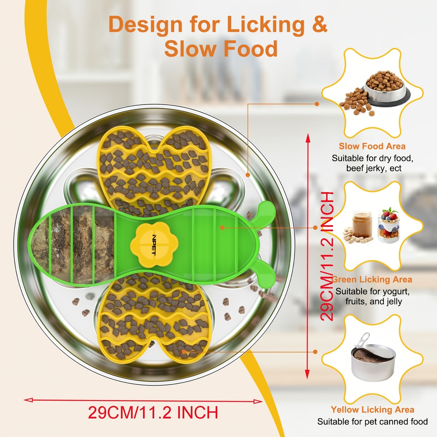Stainless Steel Bee-Styled Slow Feeder Dog Bowl with Non-Slip Base for Healthy Digestion