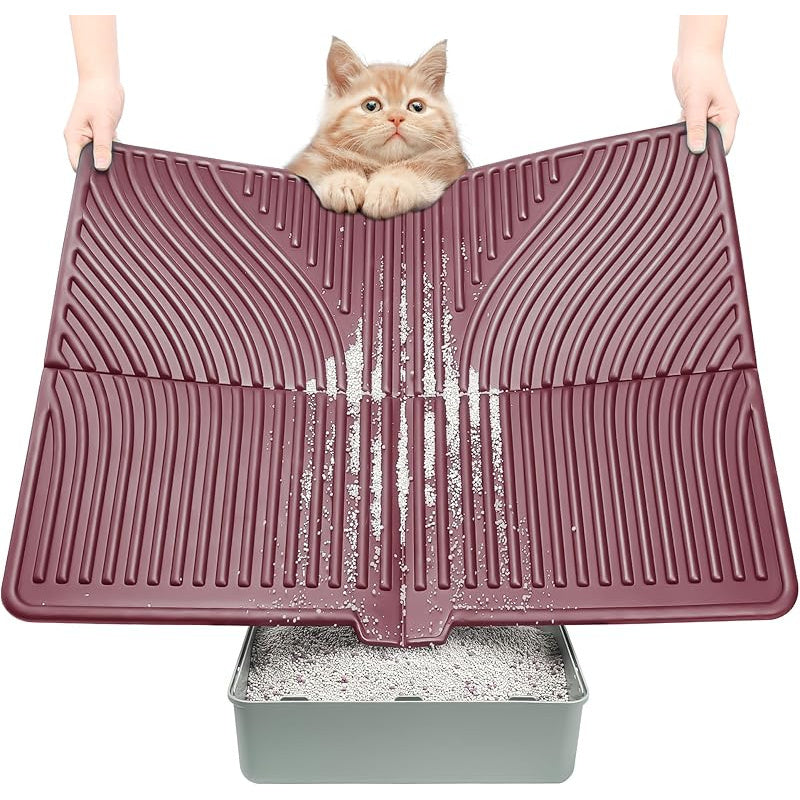 Large Waterproof Cat Litter Mat 31 Inch x 24 Inch Soft EVA Foam Easy Clean Scatter Control Pad