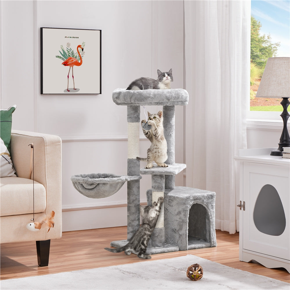 Costoffs 34.5 Inch Plush Cat Tree Activity Center with Condo Nest Platform and Basket