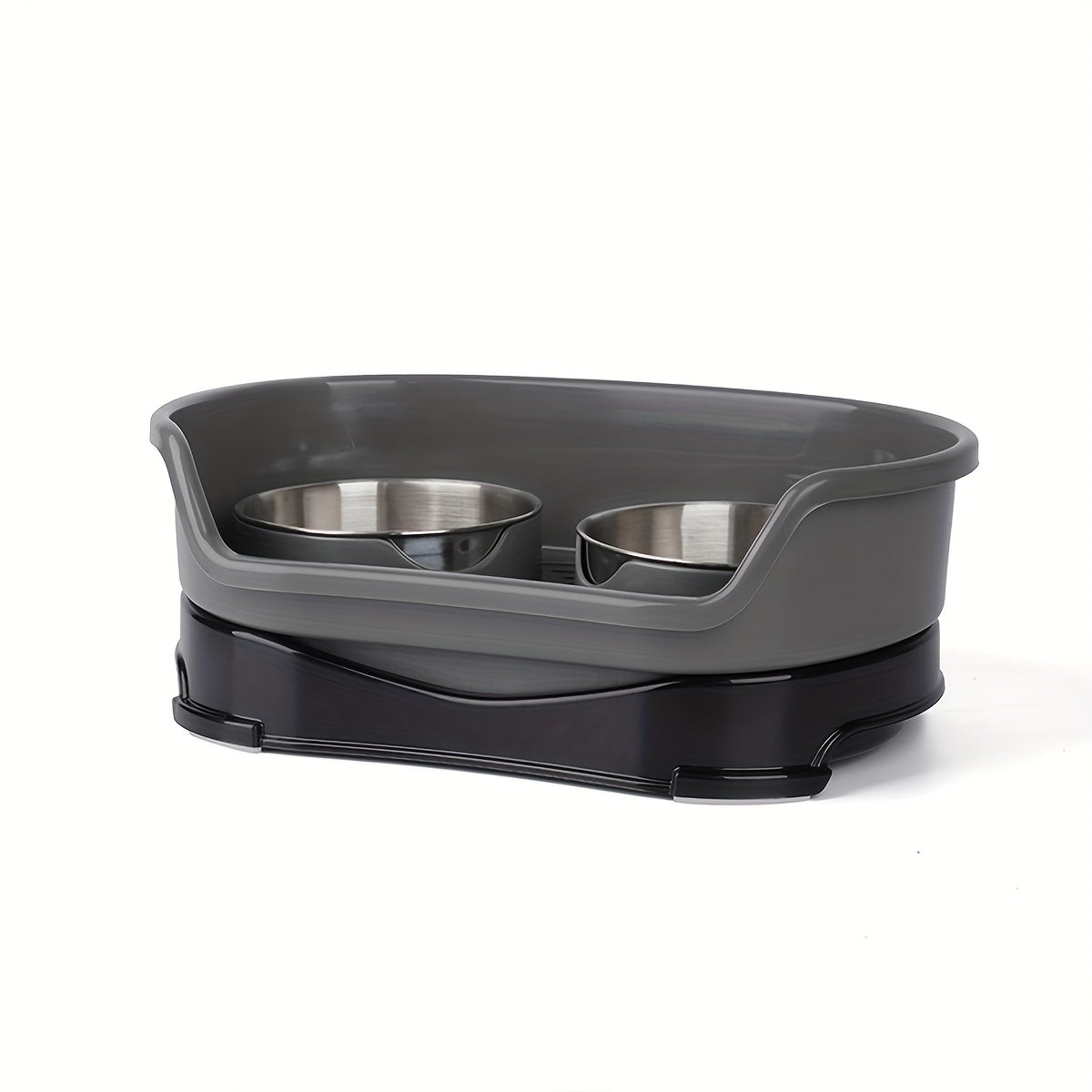 Stainless Steel Double Pet Bowl Set with Anti-Tip Design for Dogs and Cats