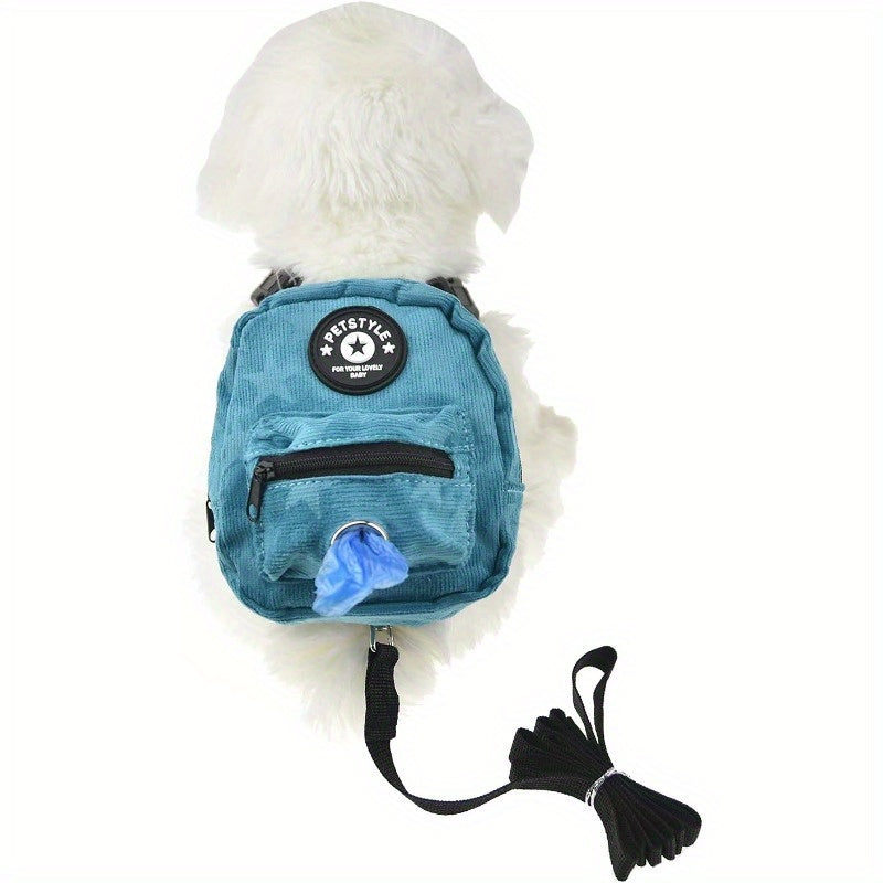 Dog Backpack Harness Adjustable Straps Poop Bag Dispenser