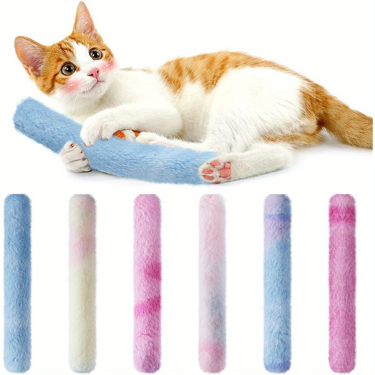 6pcs Cat Kicker Toys with Sound Paper Soft Plush Chew Toy for Indoor Cats