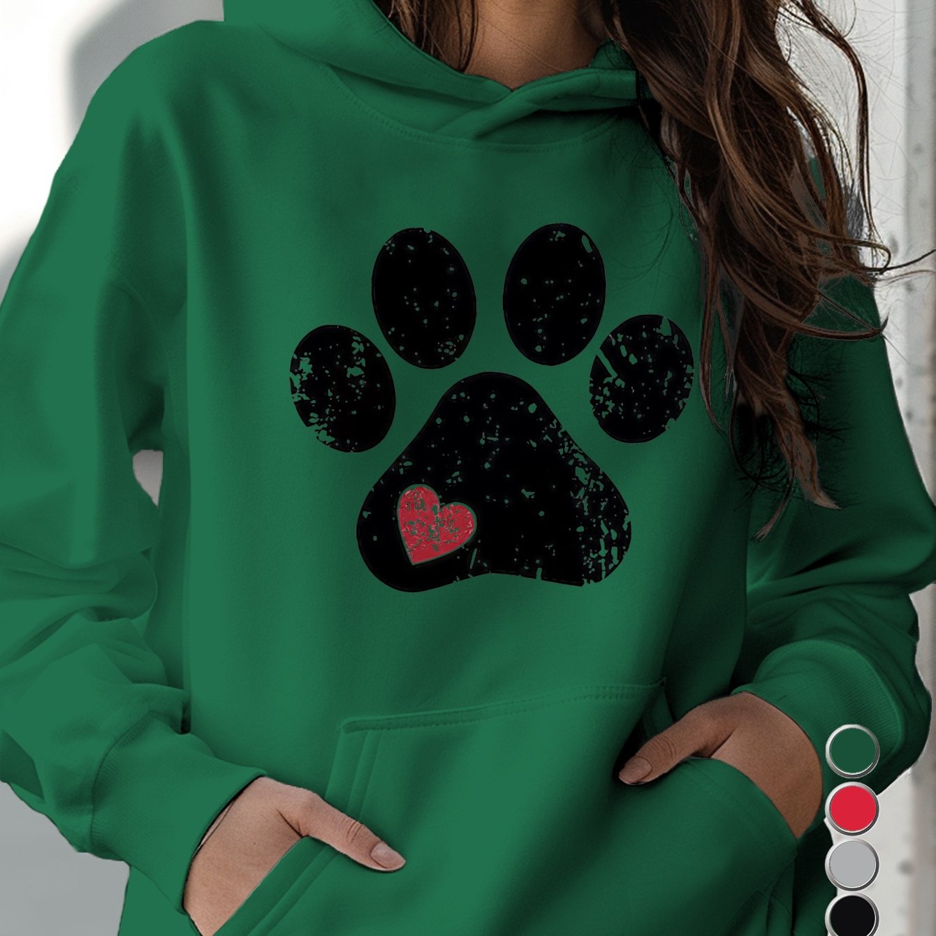 Love Paw Women's Hoodies Geometric Pattern 100 Percent Polyester Micro Elasticity