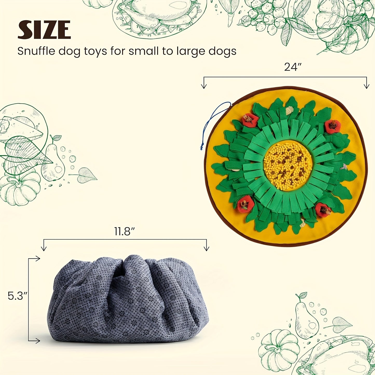 Interactive Snuffle Mat for Dogs - Fabric Puzzle Toy with Anti-Slip Base and Portable Design