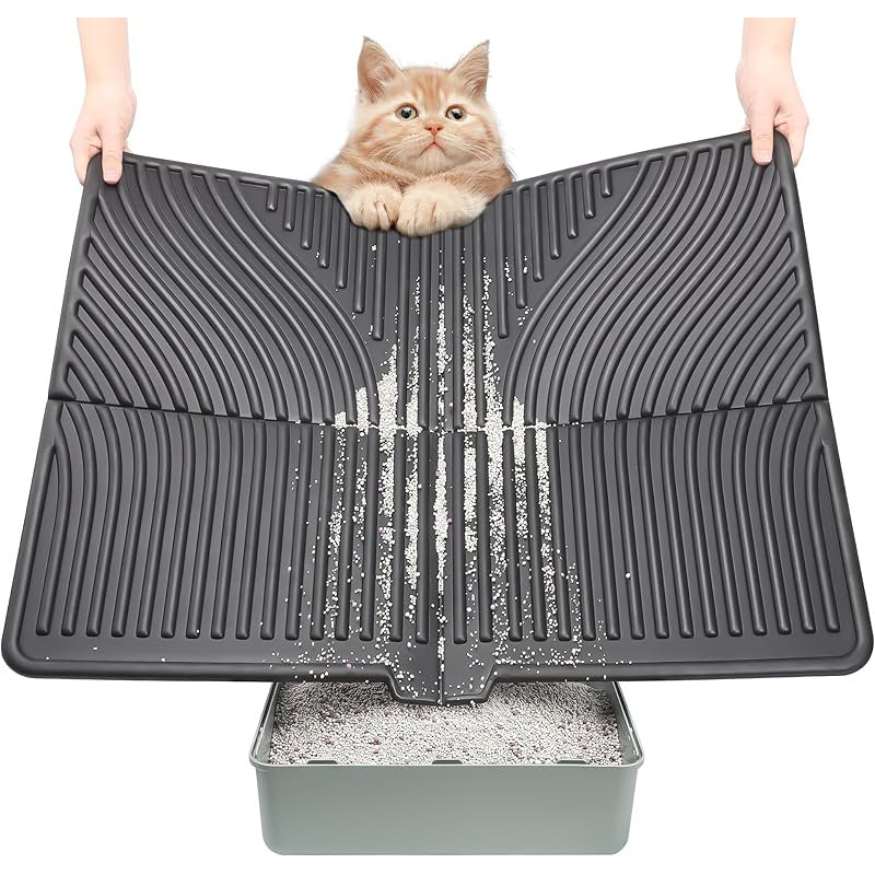 Large Waterproof Cat Litter Mat 31 Inch x 24 Inch Soft EVA Foam Easy Clean Scatter Control Pad