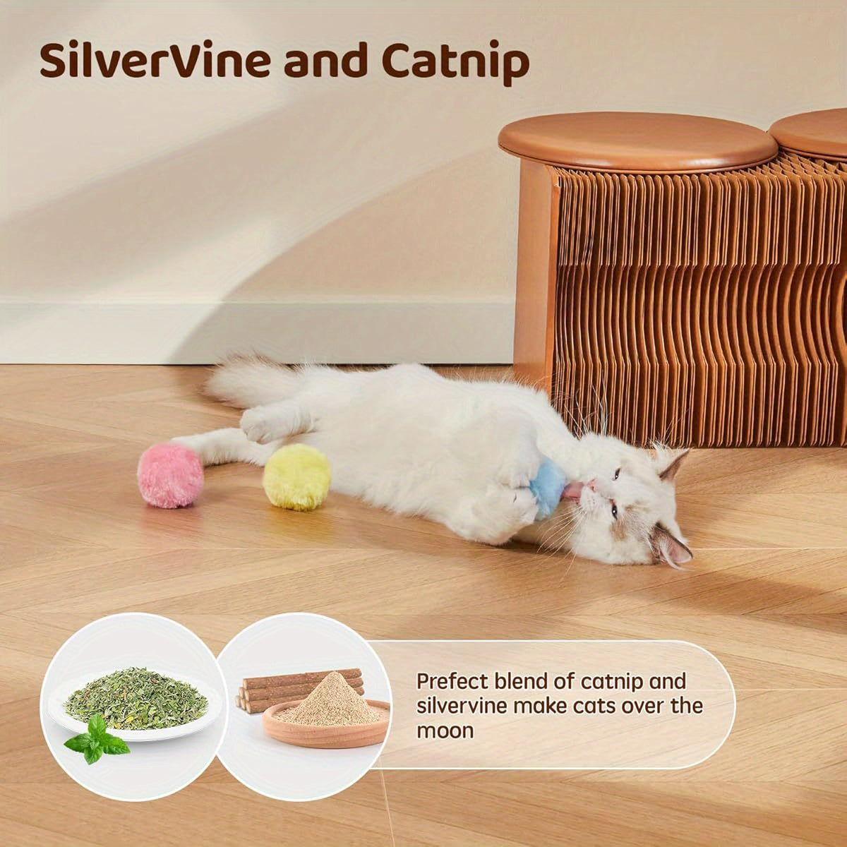 Chirping Cat Toy Balls with SilverVine 3 Pack Fluffy Interactive Kicker with Animal Sounds