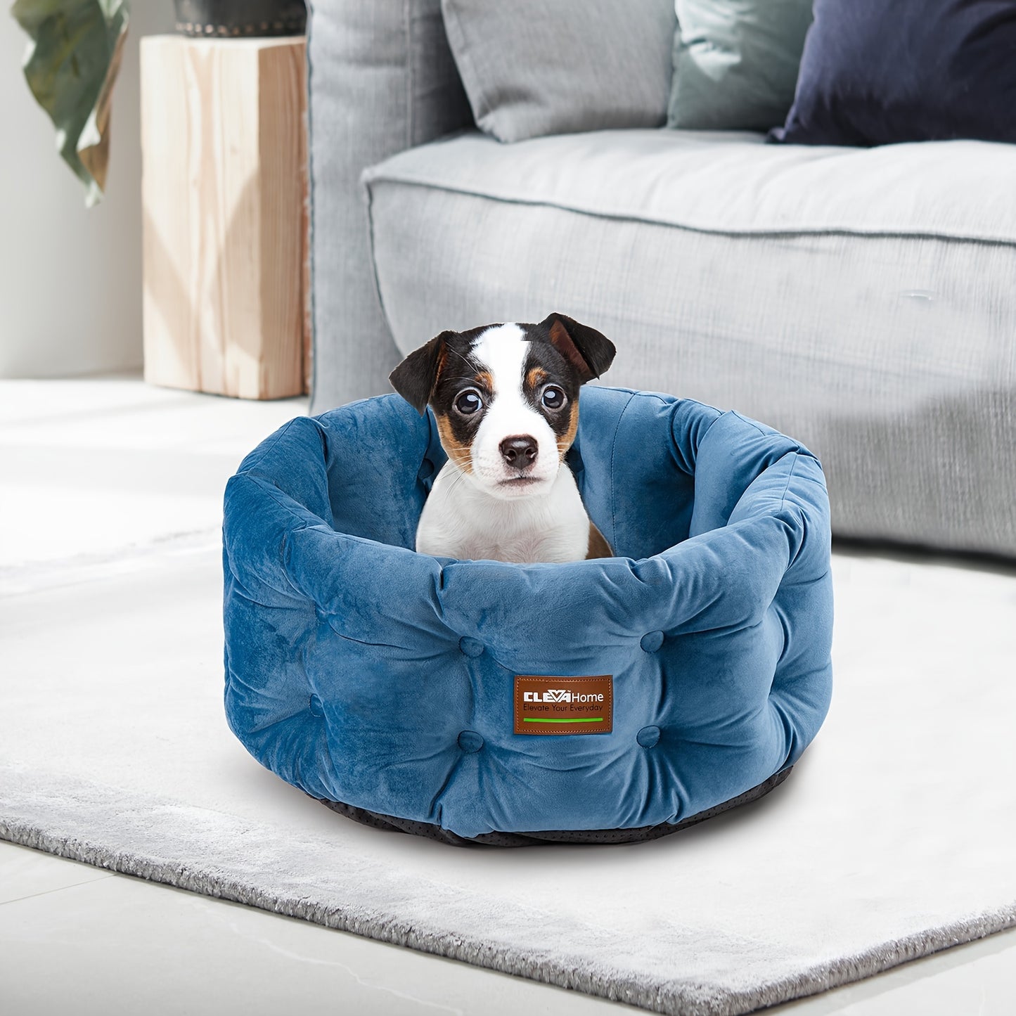 ClevaHome Deep Nest Cat Bed for Small Pets Luxurious Velvet Round Cat Bed with Non-Slip Bottom