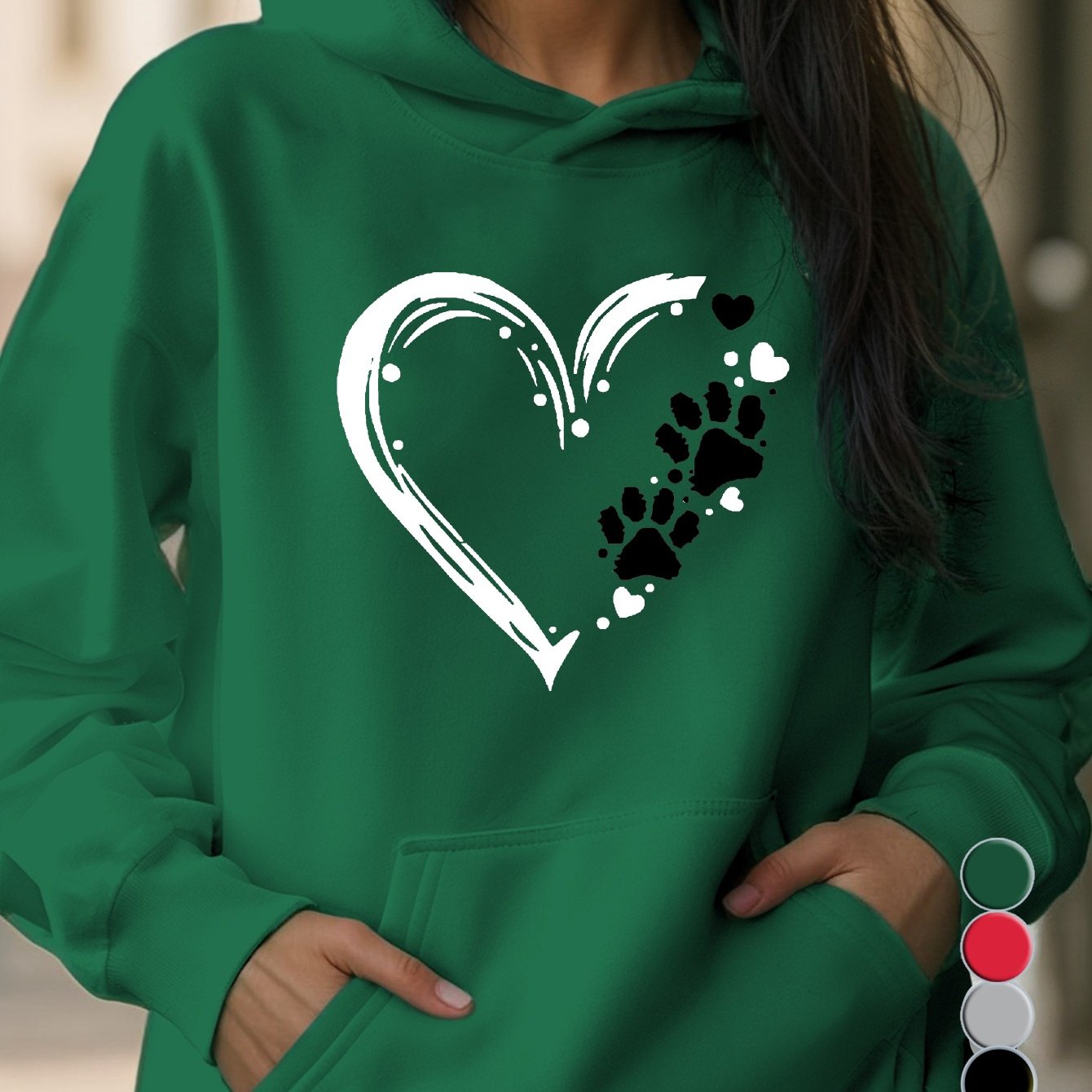 Dog Paw Women's Hoodies with Pocket Geometric Pattern Micro Elasticity Stylish Comfort