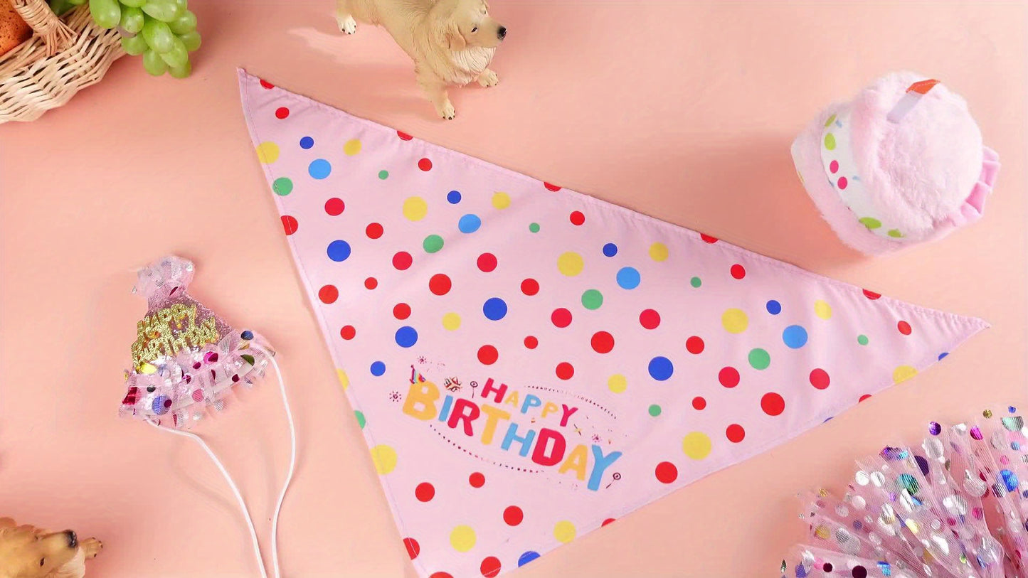 4pcs Dog Birthday Party Outfit Set with Bandana Hat Tutu Skirt and Dress for Medium Breeds