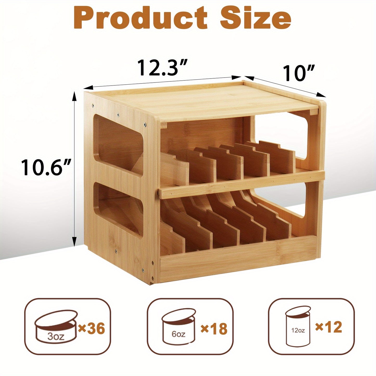 Upgraded Bamboo Cat Food Organizer 36 Slot Stackable