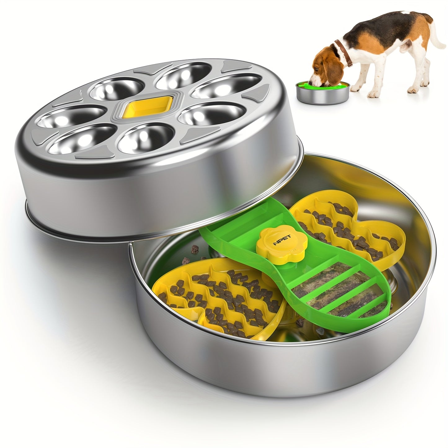 Stainless Steel Bee-Styled Slow Feeder Dog Bowl with Non-Slip Base for Healthy Digestion