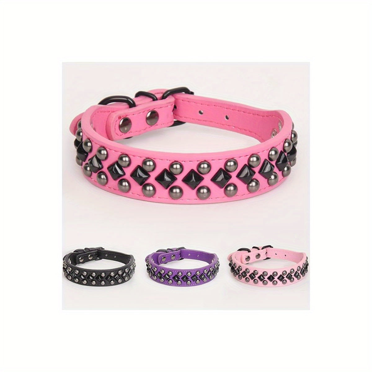 Studded Dog Collars for Small to Large Breeds Stylish and Durable Black Silicone Design