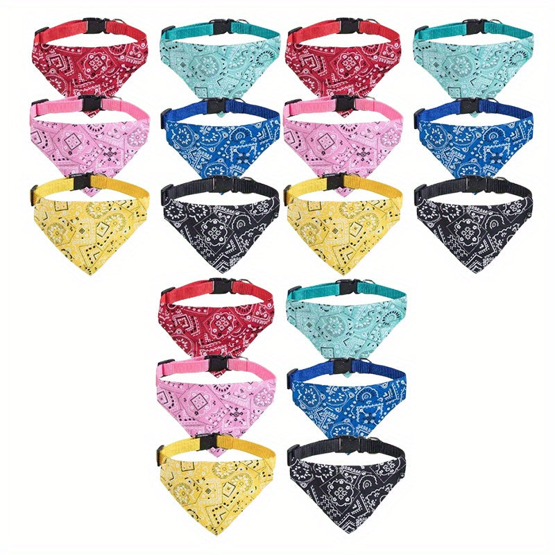 18 Pack Adjustable Dog and Cat Bandanas with Removable Bow Ties for Small Pets