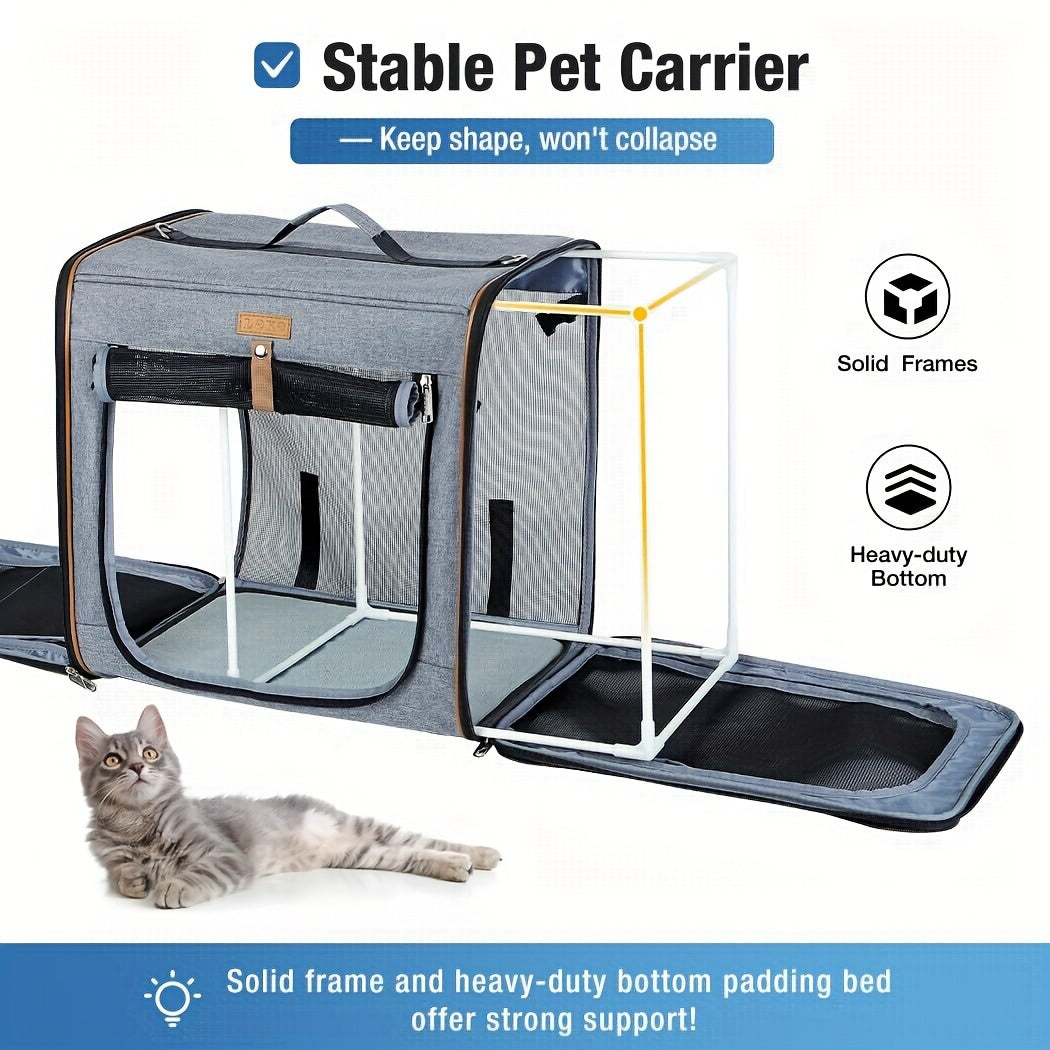 Dog Carrier For Medium Dogs And Large Cats With Litter Box Travel Crate And Playpen Grey