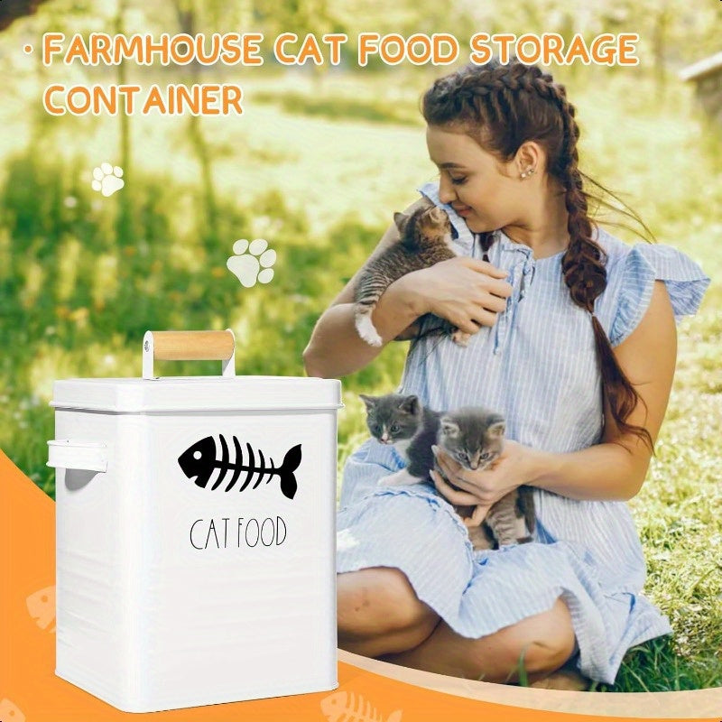 Airtight Cat Food Storage Container With Metal Lids