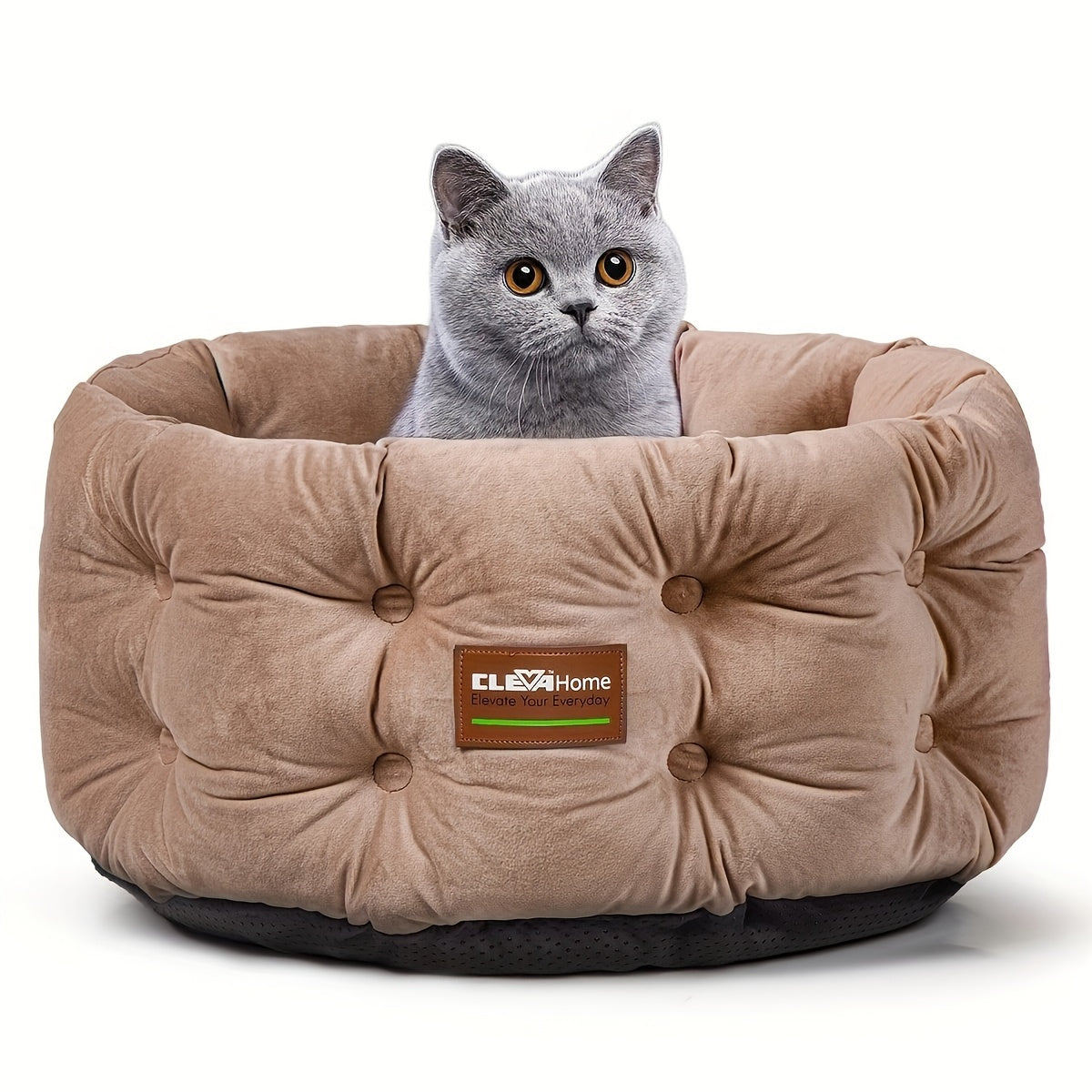 ClevaHome Deep Nest Cat Bed for Small Pets Luxurious Velvet Round Cat Bed with Non-Slip Bottom