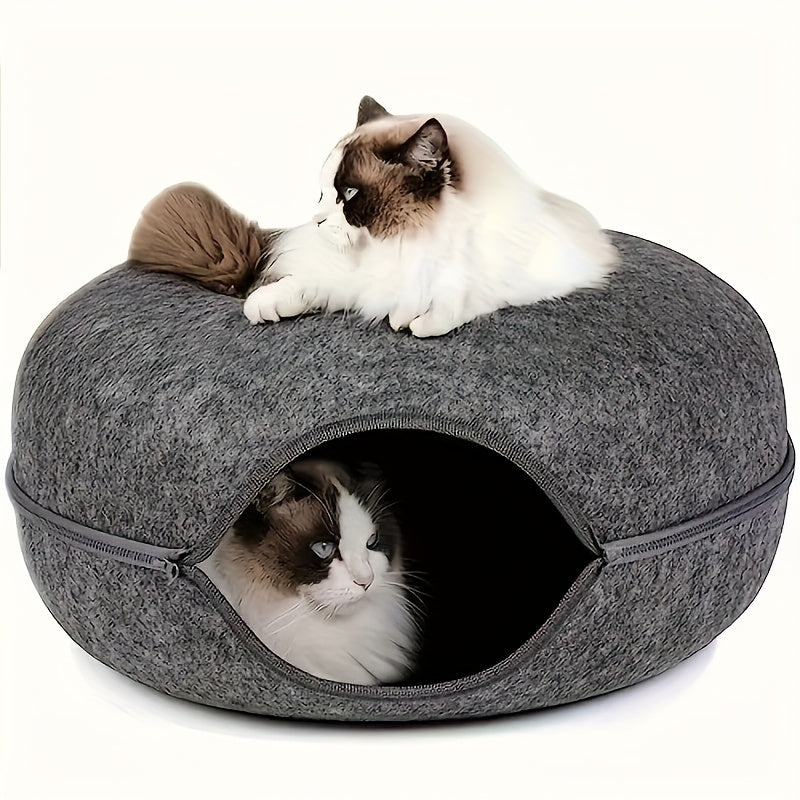 Felt Cat Beds and Interactive Tunnel Cave Toys for Cats - Scratch Resistant and Stylish Design