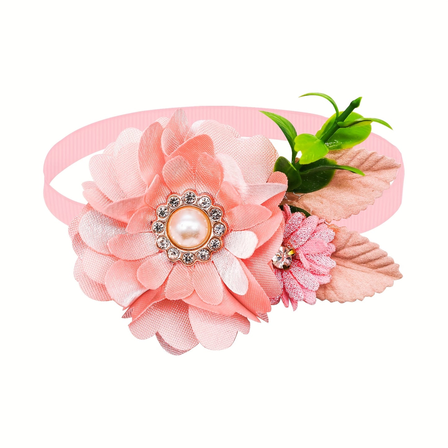 10 Pcs Floral Dog Bowties with Pearls for Weddings Parties and Photo Shoots
