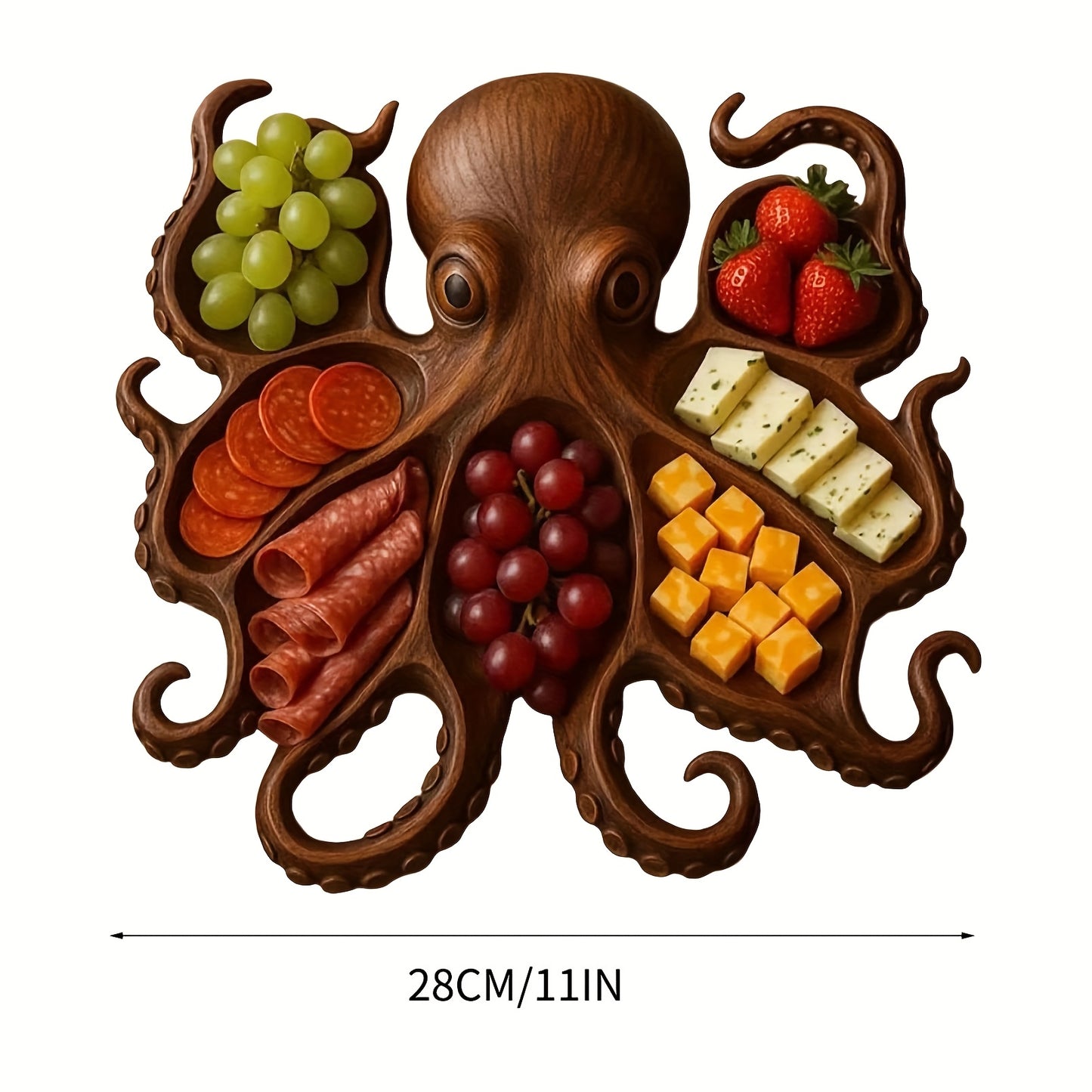 Handmade Octopus Turtle Cat Shaped Charcuterie Board Artificial Wood Serving Tray for Parties