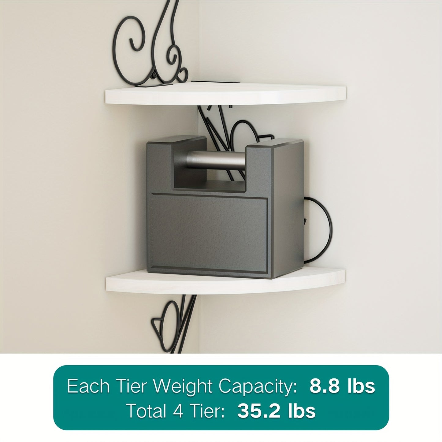 Floating Corner Wood Shelves 4 Tier Rustic Cat Shaped Wall Mounted Storage for Living Room Bedroom