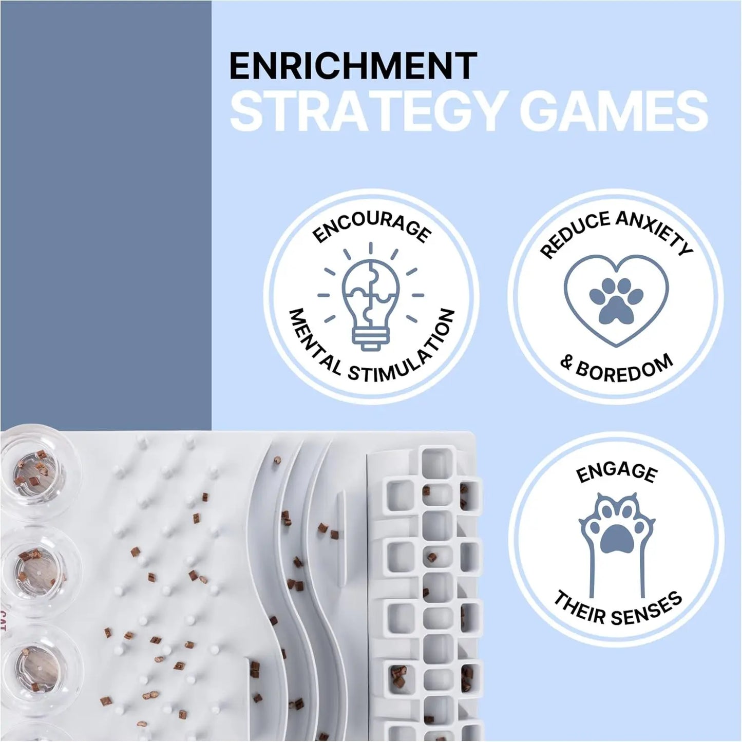 Interactive Cat Strategy Game Puzzle Toy with Therapeutic Dispensers for Mental Stimulation