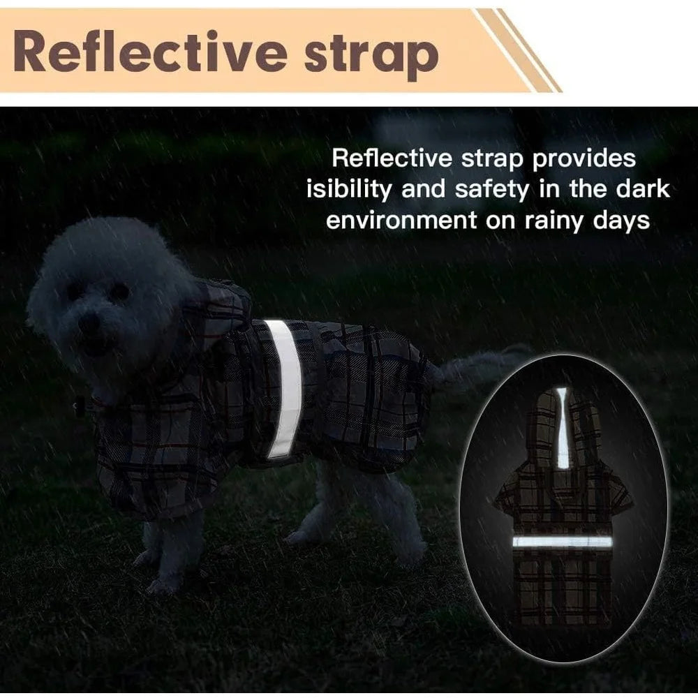 Waterproof Hooded Dog Raincoat for Large Breeds with Leash Hole Adjustable Reflective Design