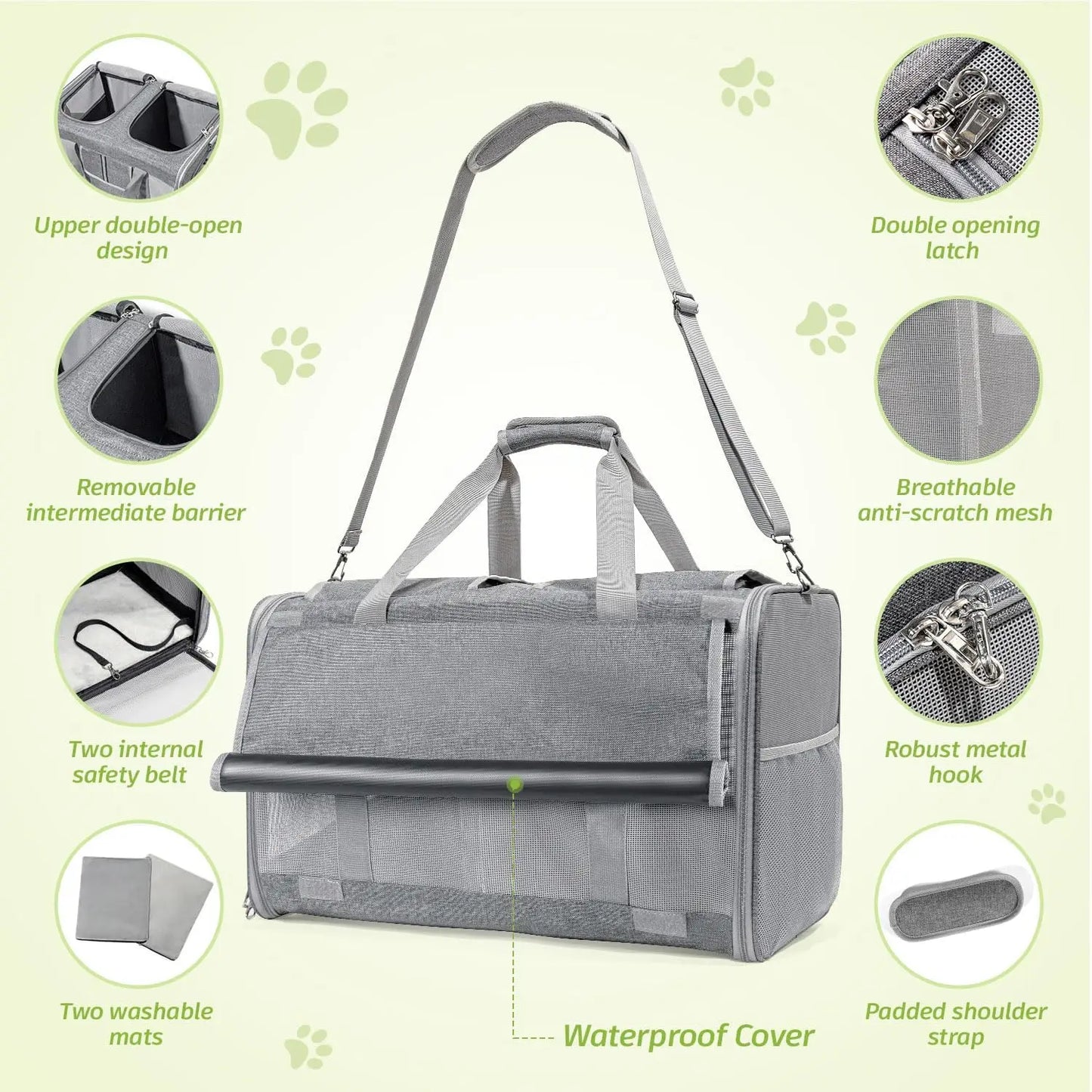 Large Cat Pet Carrier for Cat and Dog with Great Ventilation and Easy Mobility