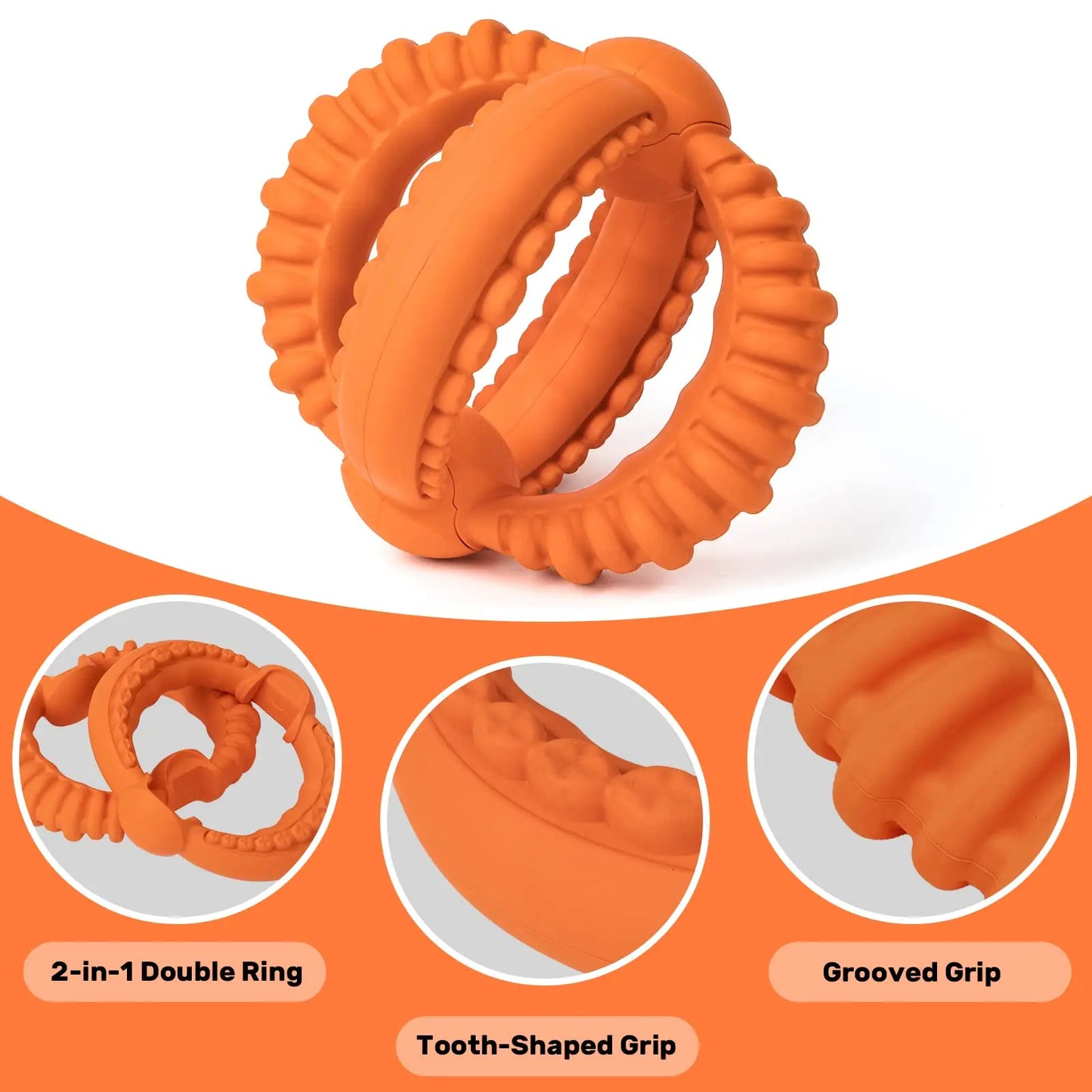 Interactive Dog Toys Detachable Tug of War Toy with 2 Rings Natural Rubber Dog Chew Toys Suitable for Large Dogs