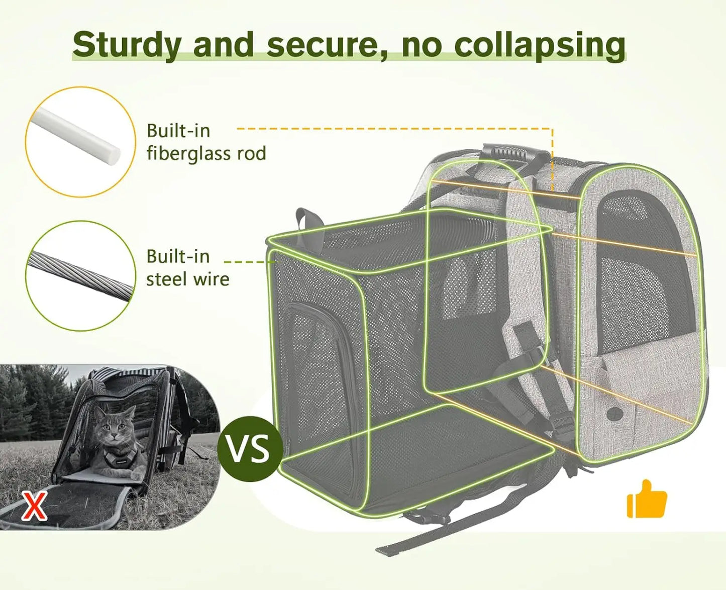 Expandable Pet Carrier Backpack With Breathable Mesh 17 Lbs