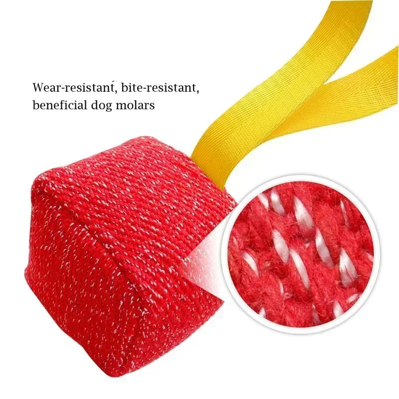 Large Interactive Chew Ball Toy for German Shepherd Training with Nylon Handle and Tug Pillow