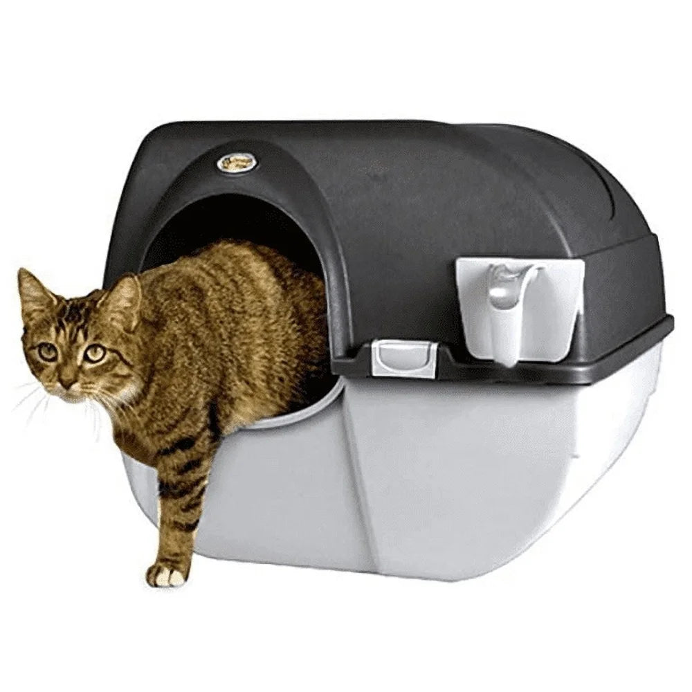 Self Cleaning Litter Box with Integrated Step Durable Sifting Grate Easy to Use Cat Litter