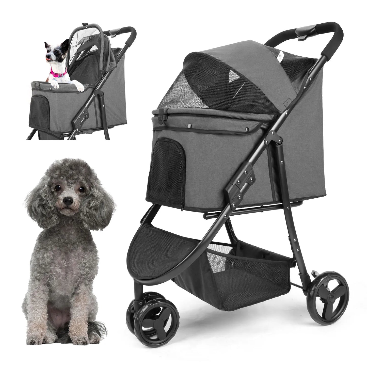 Pet Stroller Bag Travel Car Foldable 300lbs Stroller for Dogs
