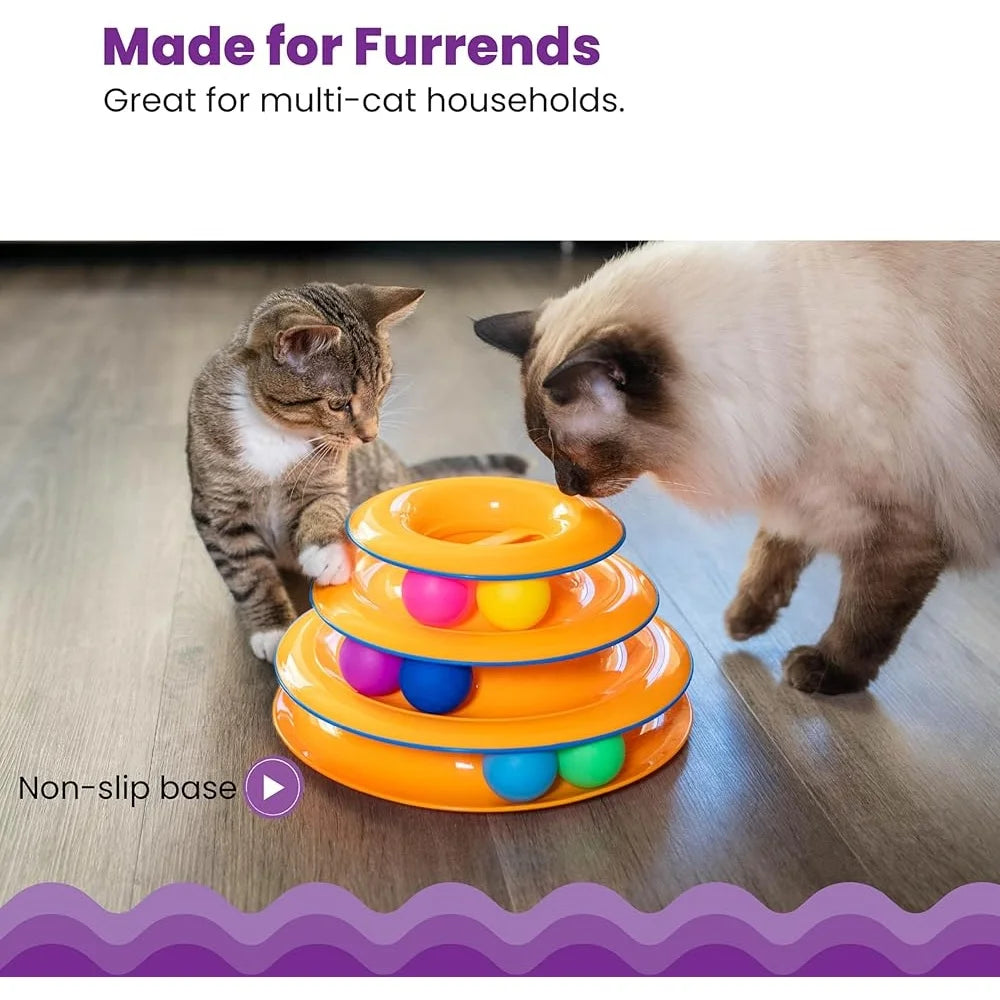 Interactive 3-Tier Cat Track Toy with Spinning Balls for Engaging Fun and Exercise