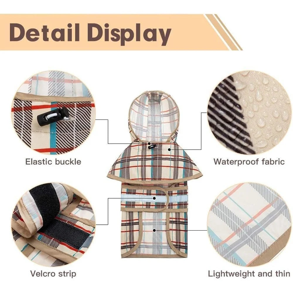 Waterproof Hooded Dog Raincoat for Large Breeds with Leash Hole Adjustable Reflective Design