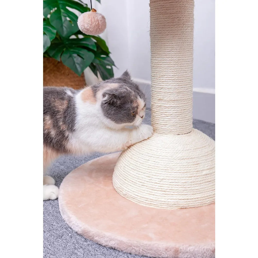 PetPals Eco-Friendly 3-Level Cat Tree with Sisal Scratching Posts and Playful Teaser Toy