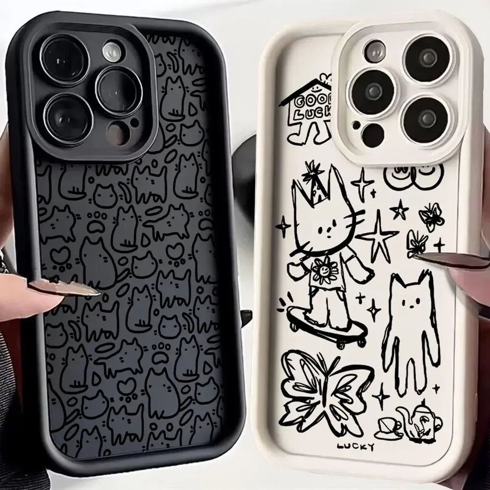 Cute Black Kitten Cat Phone Case for Google Pixel 9 8 7 8A 7A Pro XL Soft TPU Back Cover