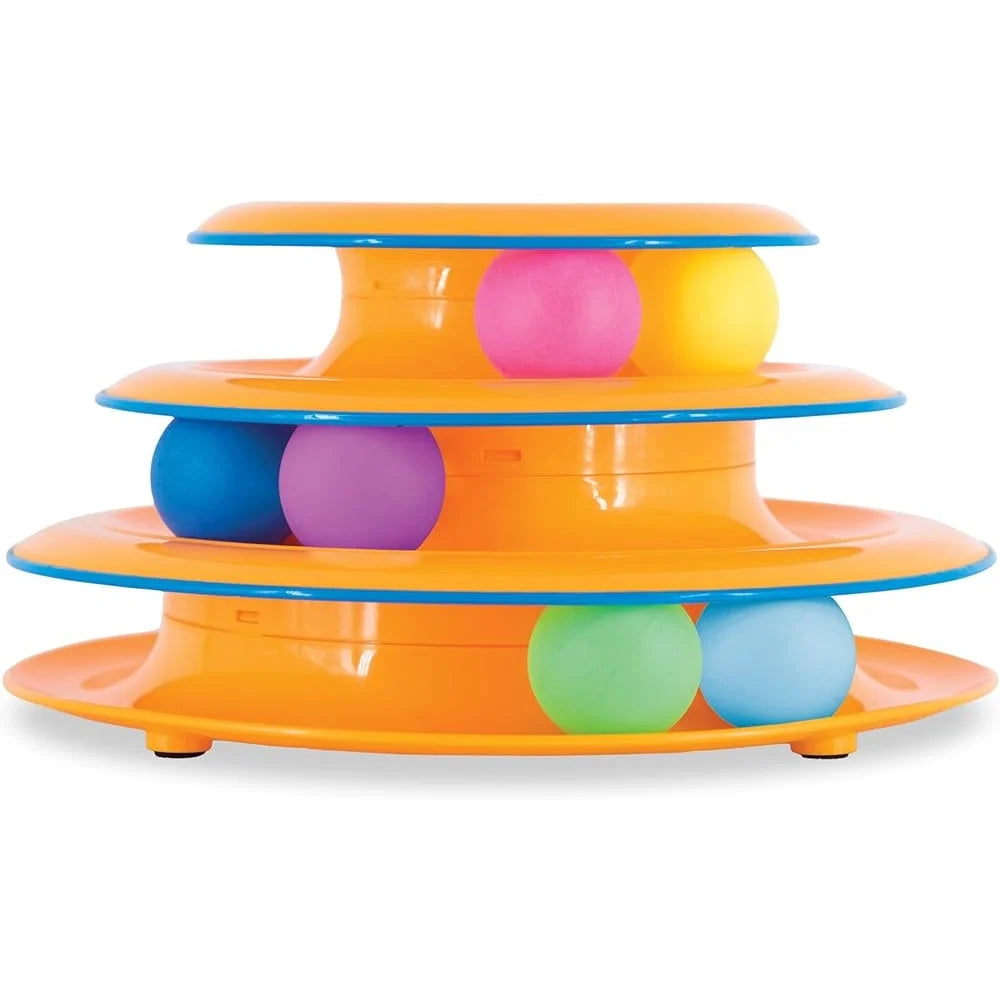 Interactive 3-Tier Cat Track Toy with Spinning Balls for Engaging Fun and Exercise