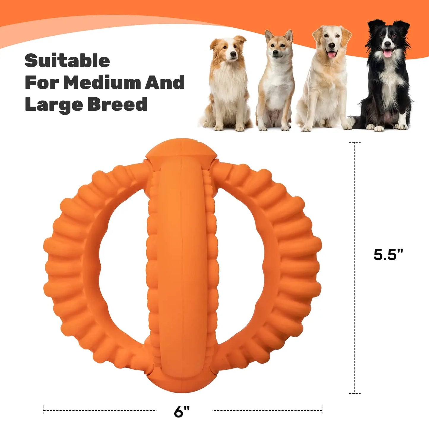 Interactive Dog Toys Detachable Tug of War Toy with 2 Rings Natural Rubber Dog Chew Toys Suitable for Large Dogs
