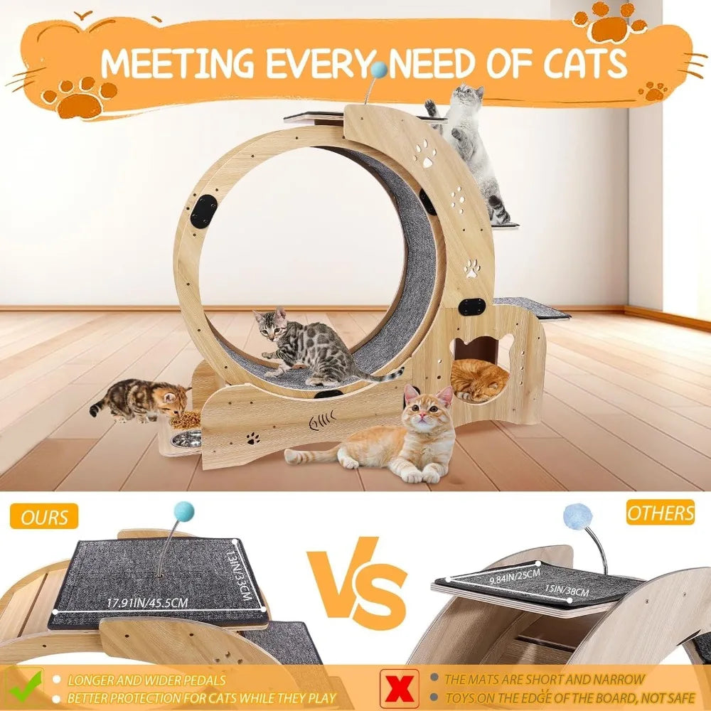 Upgraded 6-in-1 Cat Exercise Wheel Large Silent Treadmill for Indoor Cats