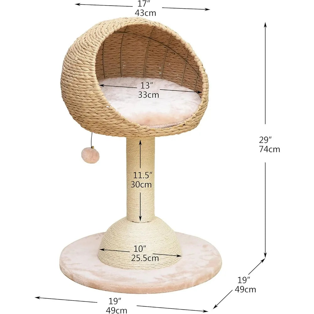 PetPals Eco-Friendly 3-Level Cat Tree with Sisal Scratching Posts and Playful Teaser Toy