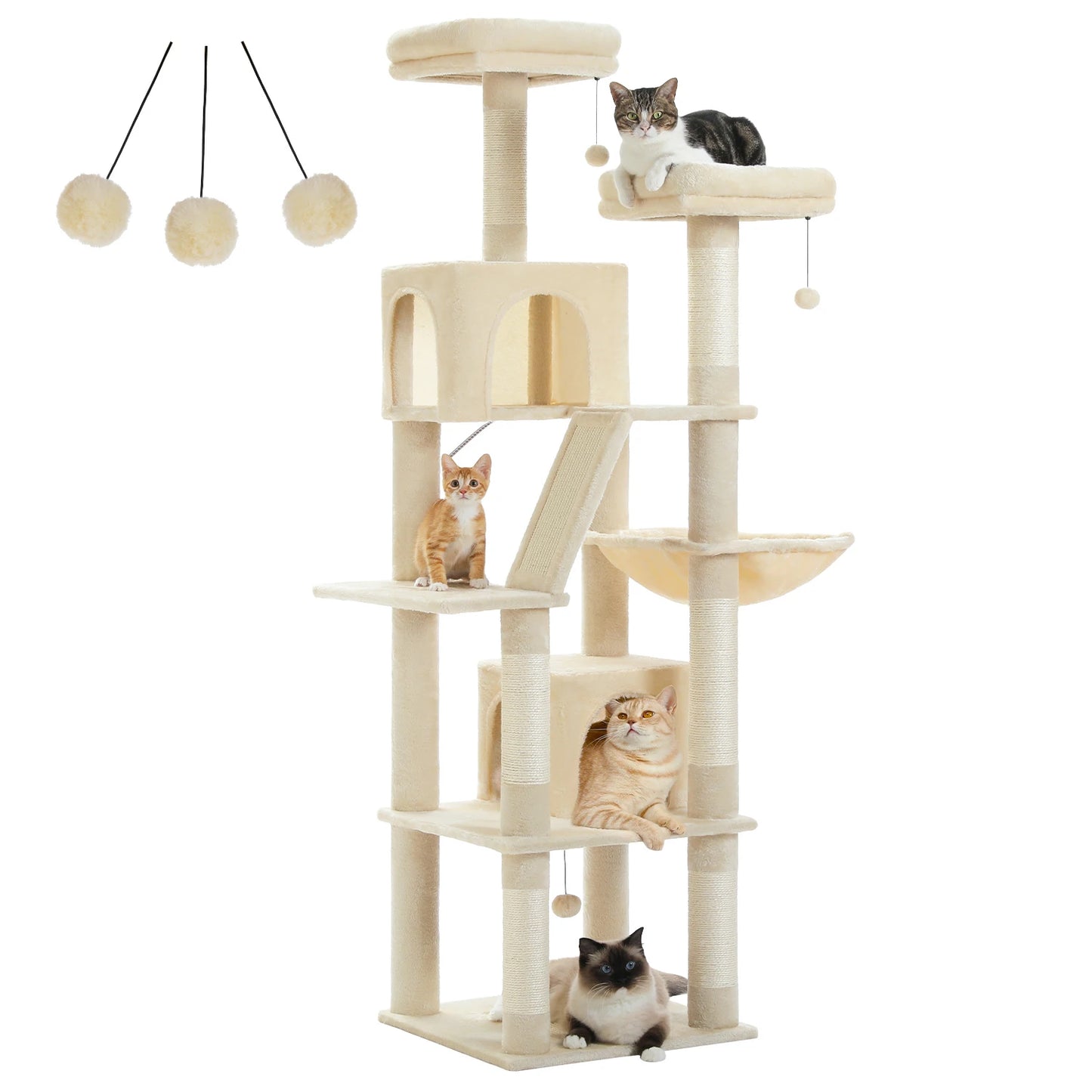 Large Cat Tree Tall Cat Tower for Indoor Cats Multi-Level Plush Condo with Scratching Posts and Perches
