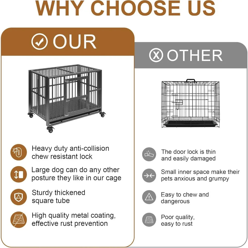 Masterpiece Heavy Duty Foldable Dog Crate Indestructible Extra Large Escape Proof Kennel