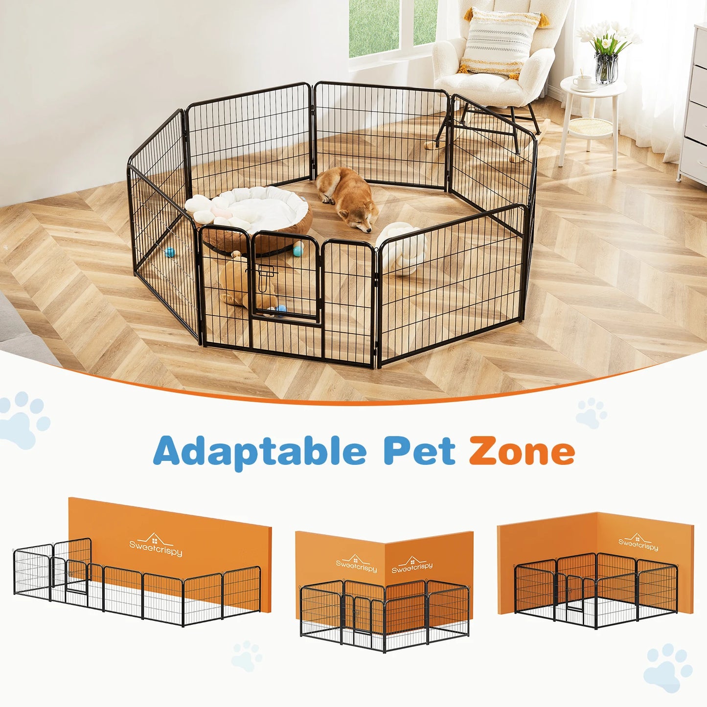 JHK 8 Panel Dog Playpen Indoor Pet Fence Heavy Duty Pen
