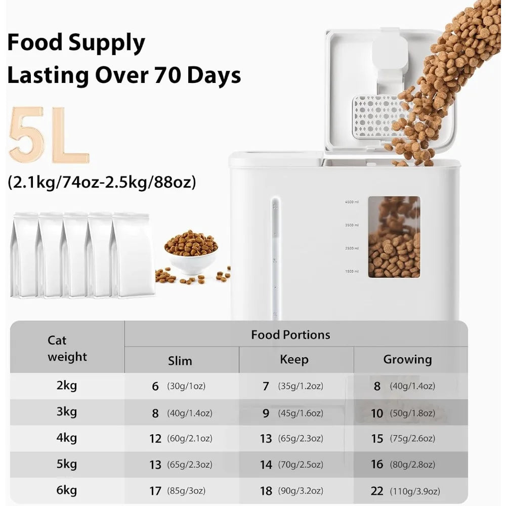 5L Automatic Cat Feeder and 4L Water Dispenser 2 in 1 Timed Pet Feeder with Voice Recording